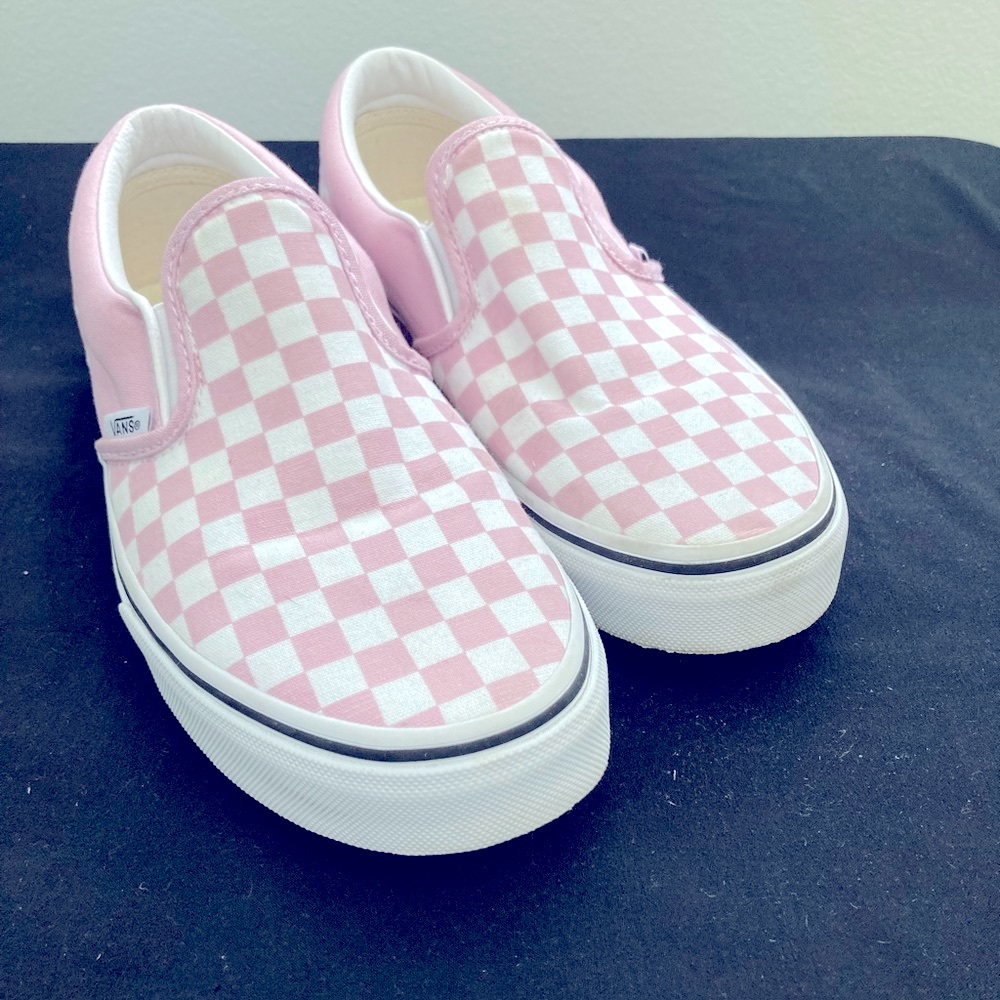 Upcycled, Vans Pink Checkerboard Slip-on Shoes